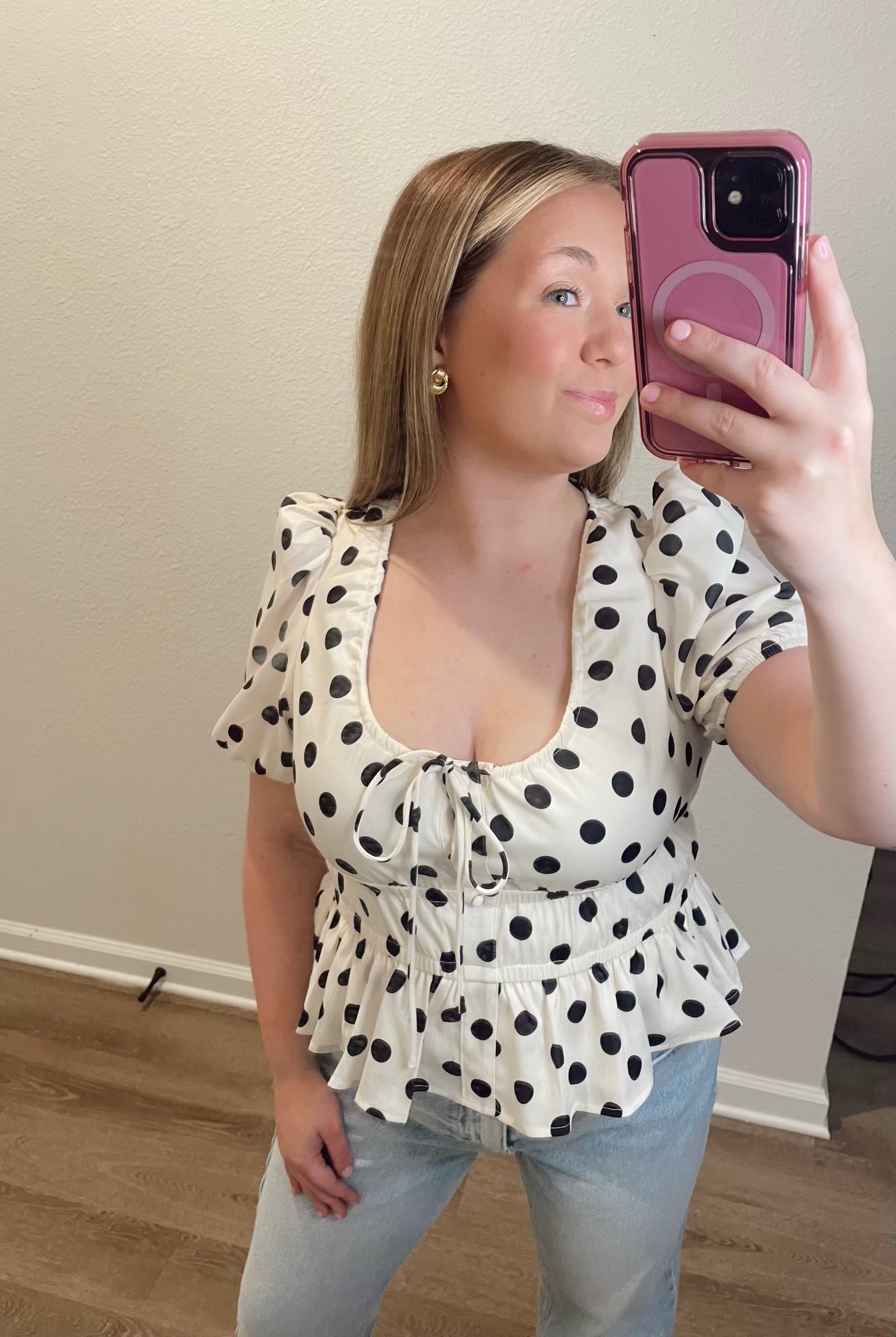 Polka Dot Scoop Top