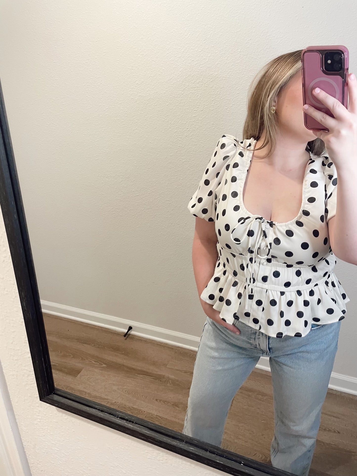 Polka Dot Scoop Top