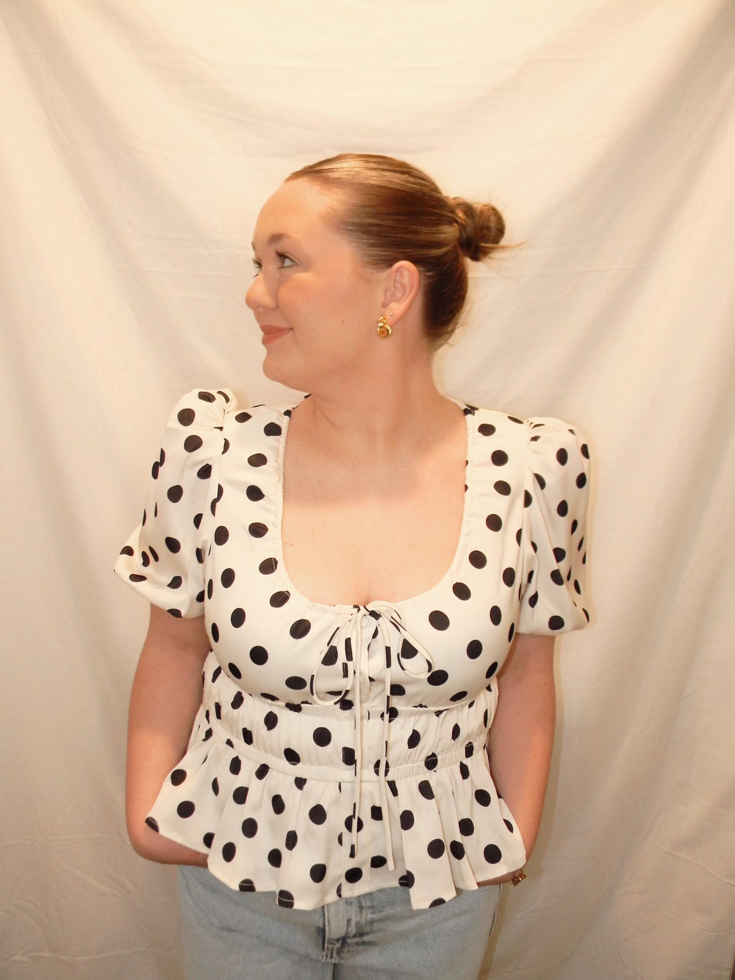 Polka Dot Scoop Top