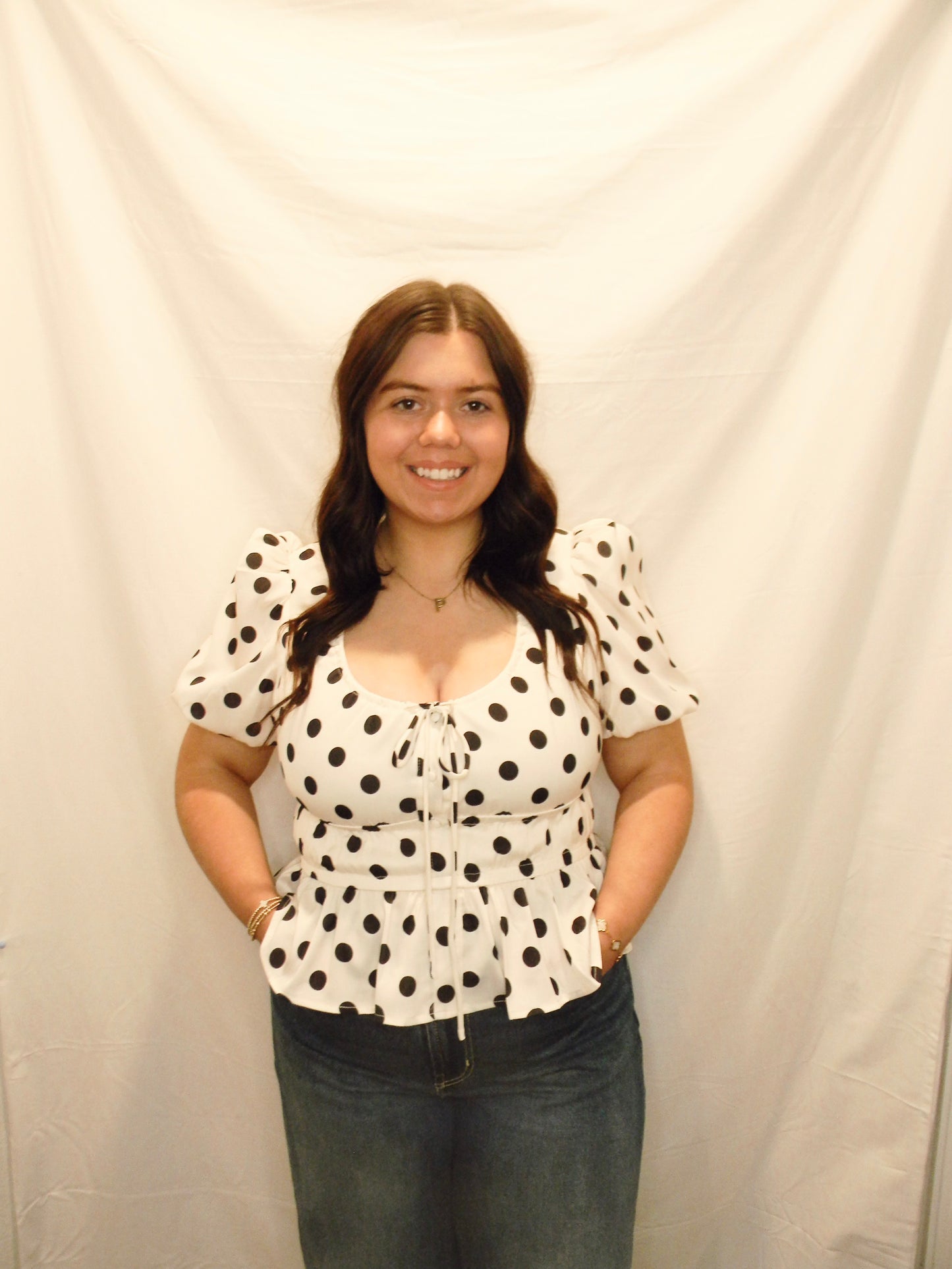 Polka Dot Scoop Top